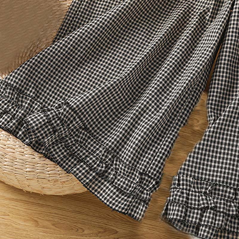 Tactile Cotton Grid Cropped Wide-Leg Meditation Pants