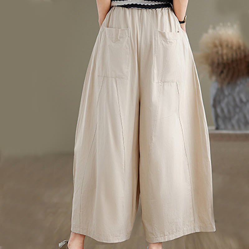 Tactile Cotton Cropped Wide-Leg Meditation Pants