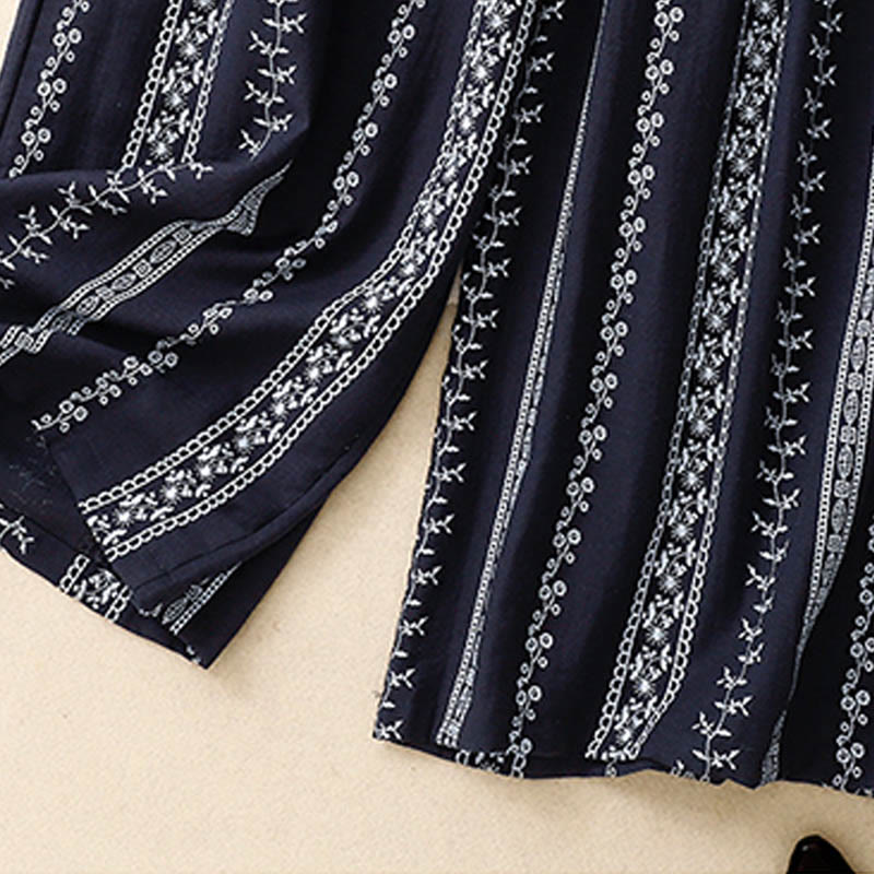 Cotton Linen Linear Wide-Leg Grounding Meditation Pants