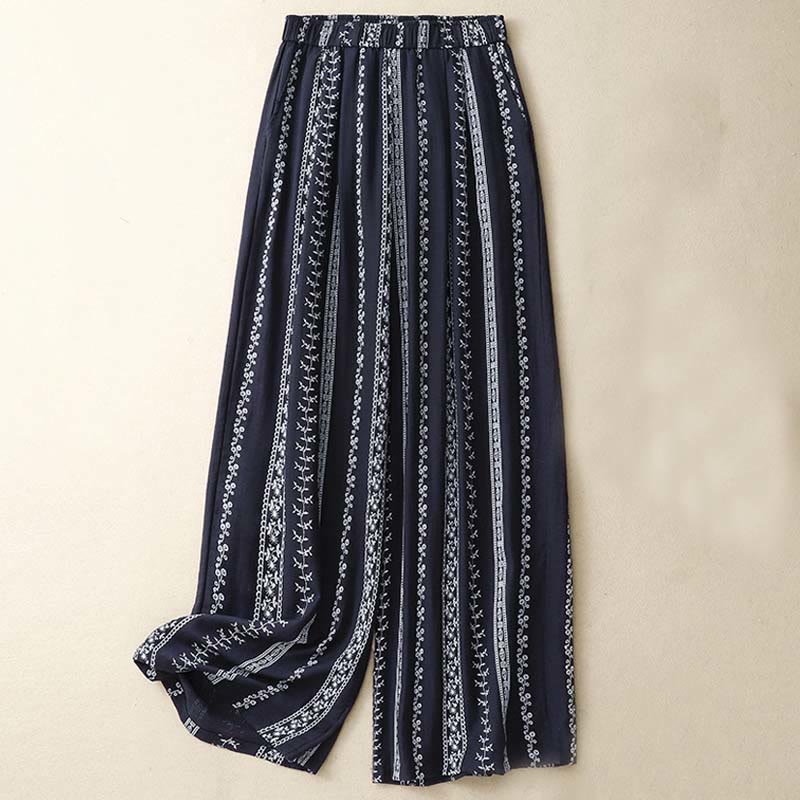 Cotton Linen Linear Wide-Leg Grounding Meditation Pants