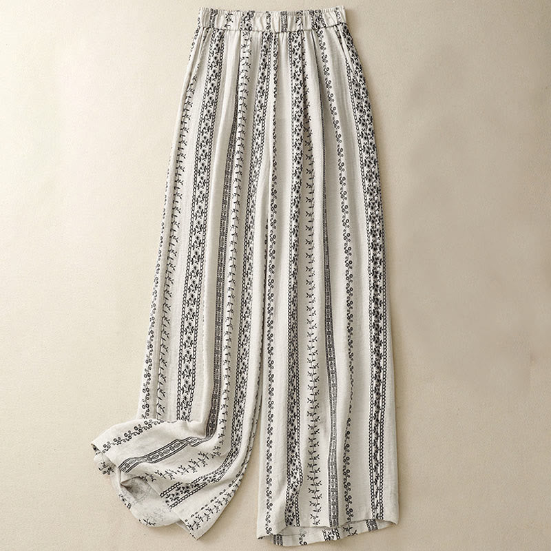 Cotton Linen Linear Wide-Leg Grounding Meditation Pants