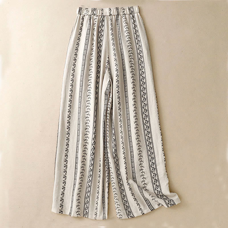 Cotton Linen Linear Wide-Leg Grounding Meditation Pants