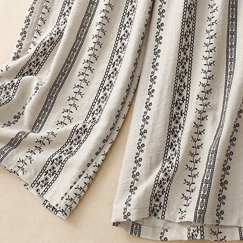 Cotton Linen Linear Wide-Leg Grounding Meditation Pants