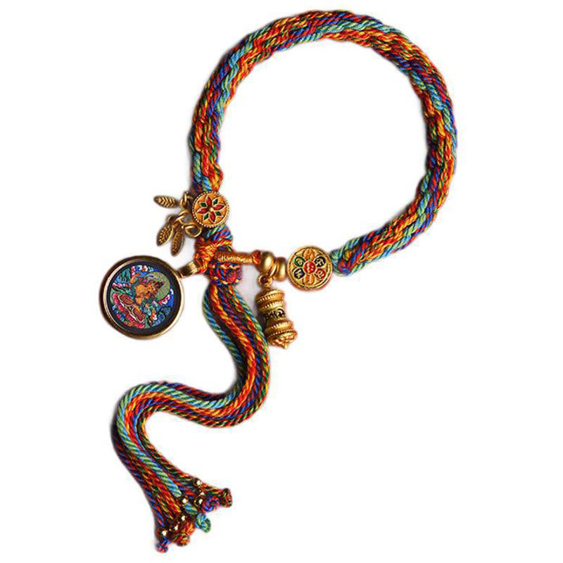 Thangka Tibetan Chinese Zodiac Zakiram Colorful Rope Connection String Bracelet