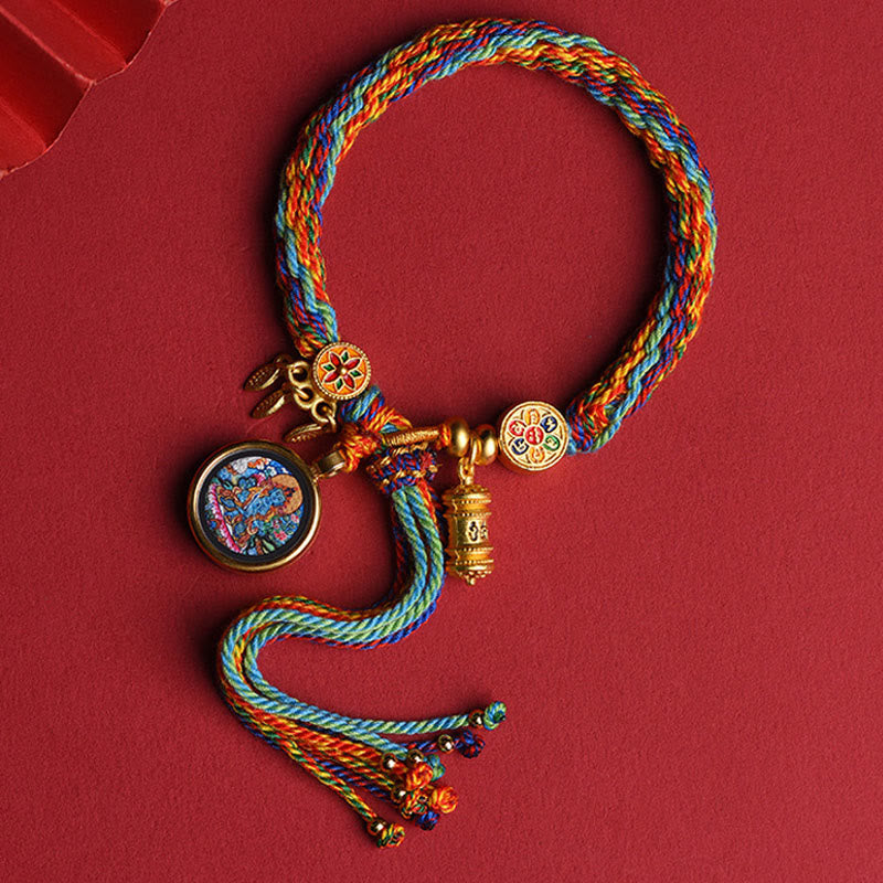 Thangka Tibetan Chinese Zodiac Zakiram Colorful Rope Connection String Bracelet