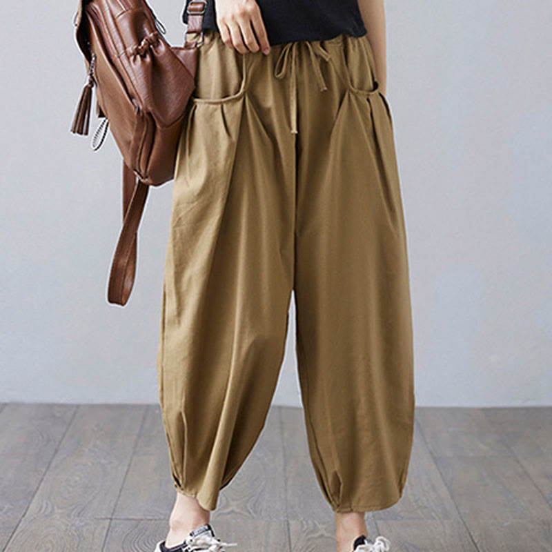 Breathable Cotton-Linen Cropped Harem Pants for Mindful Movement