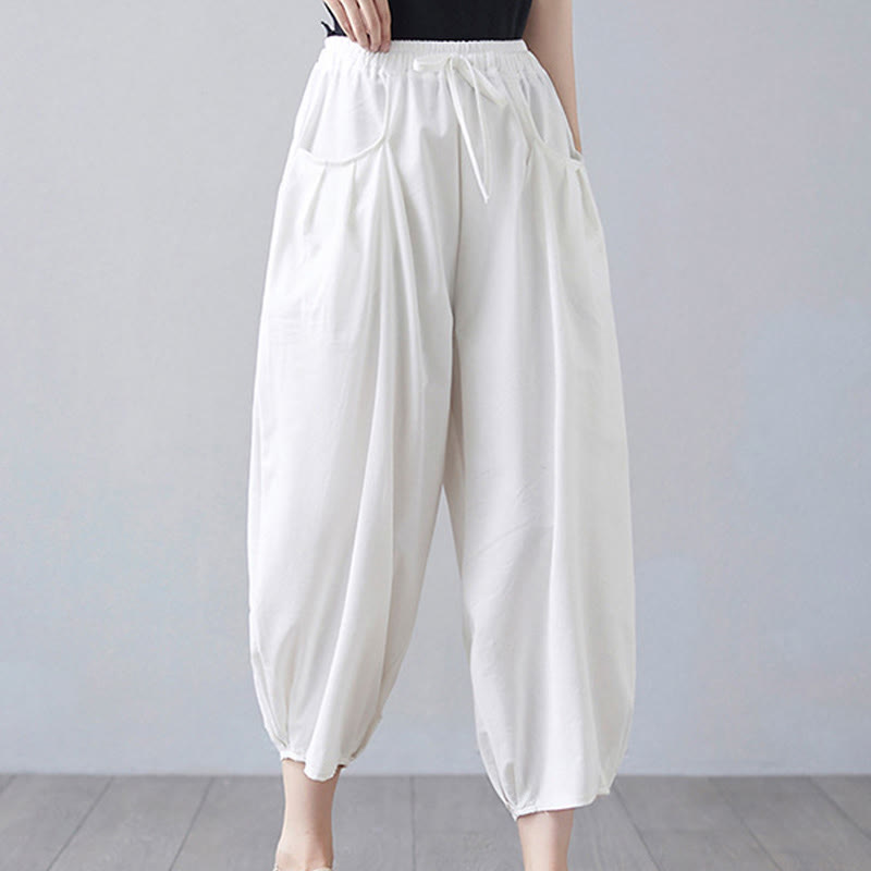 Breathable Cotton-Linen Cropped Harem Pants for Mindful Movement