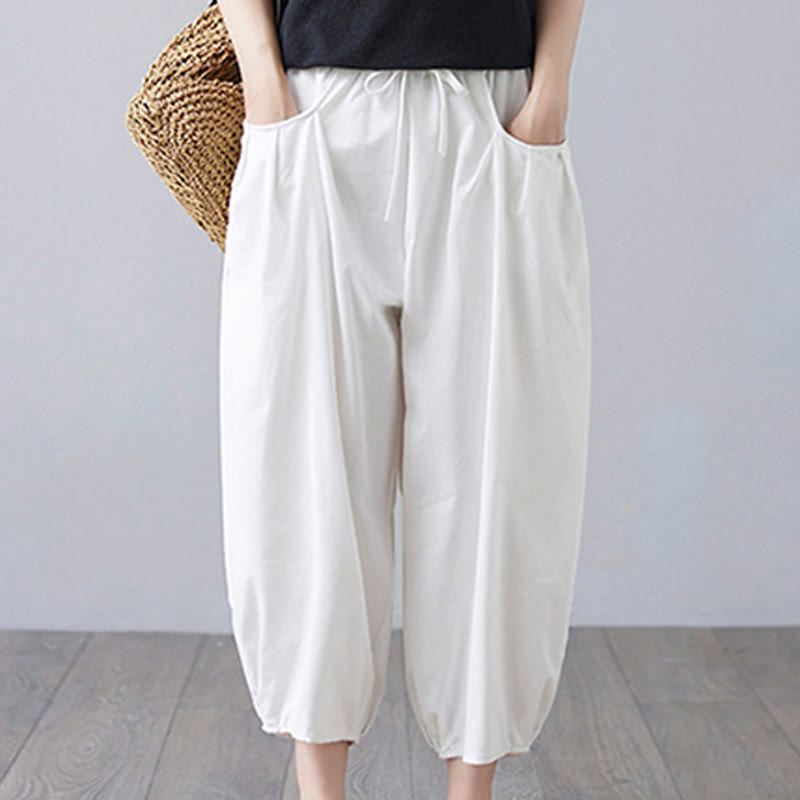Breathable Cotton-Linen Cropped Harem Pants for Mindful Movement