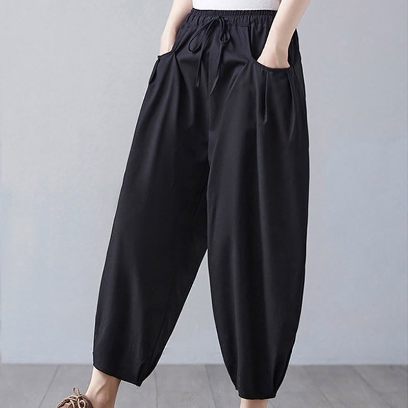 Breathable Cotton-Linen Cropped Harem Pants for Mindful Movement