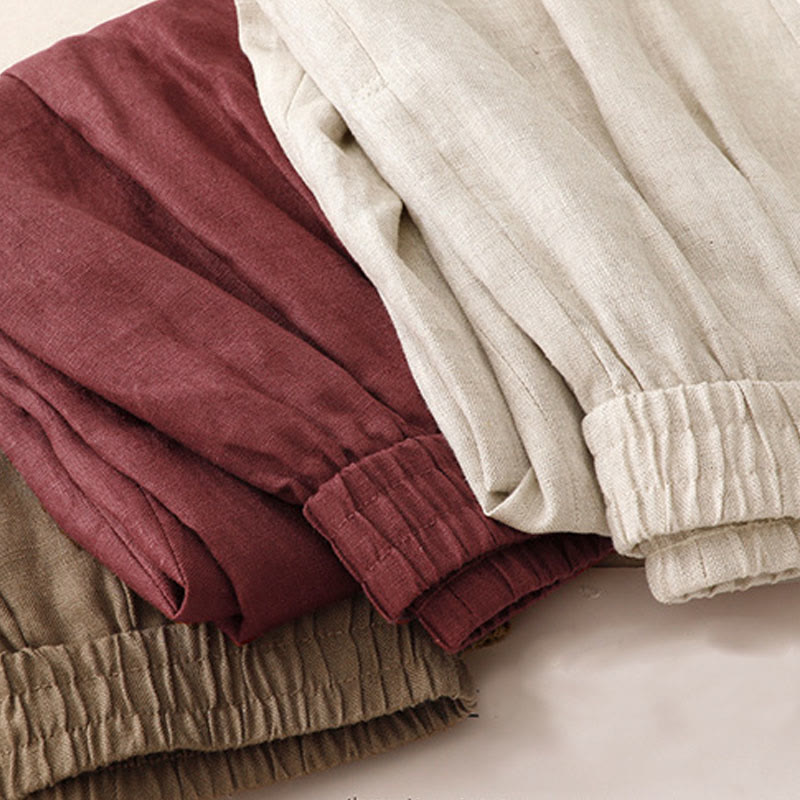 Breathable Cotton Linen Tapered Meditation Harem Pants