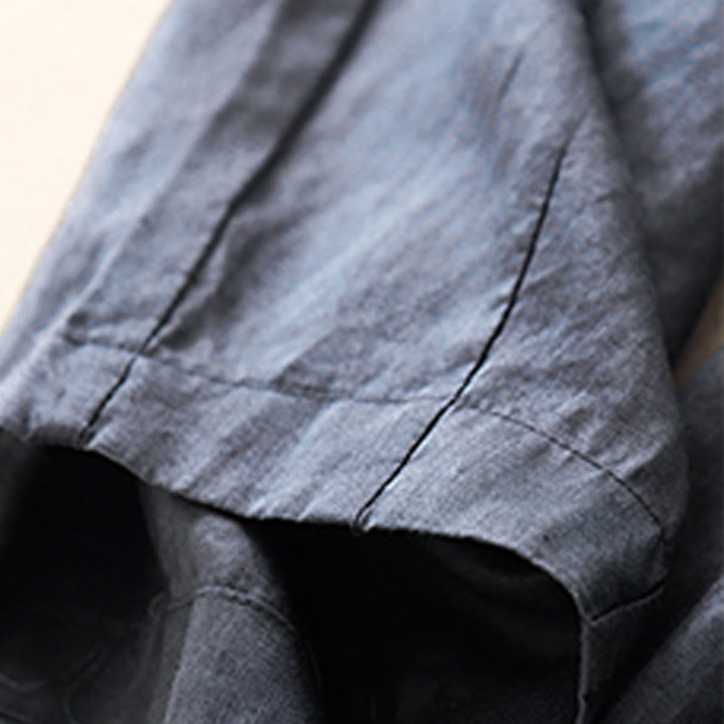 Casual Plain Cropped Pants Women's Cotton Linen Harem Pants With Pockets