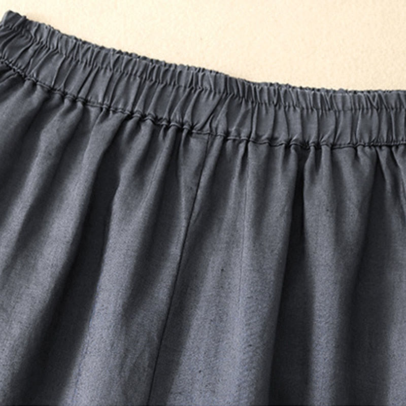 Casual Plain Cropped Pants Women's Cotton Linen Harem Pants With Pockets