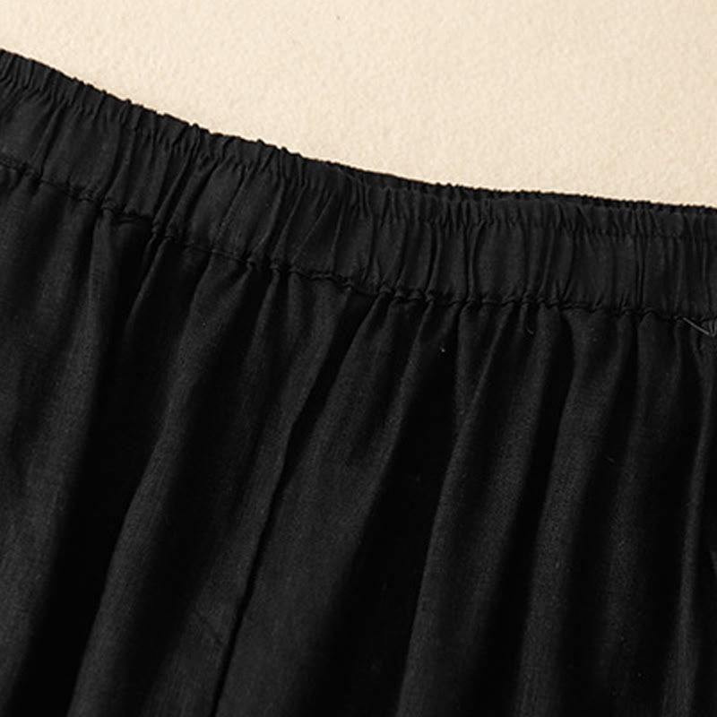 Casual Plain Cropped Pants Women's Cotton Linen Harem Pants With Pockets
