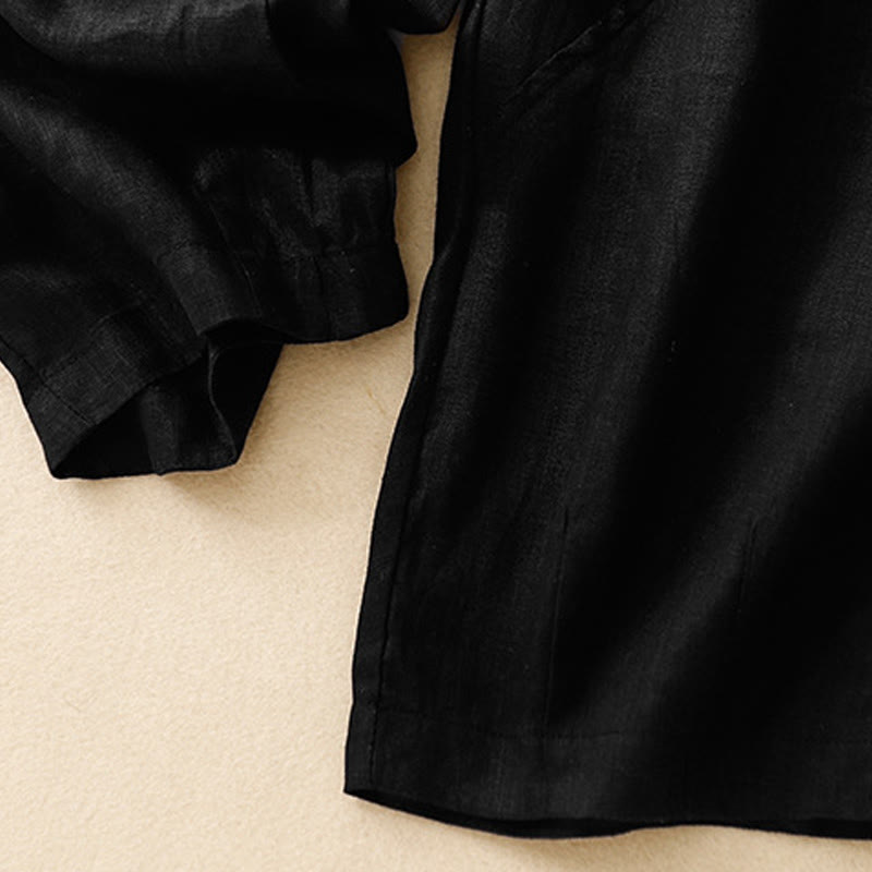 Casual Plain Cropped Pants Women's Cotton Linen Harem Pants With Pockets