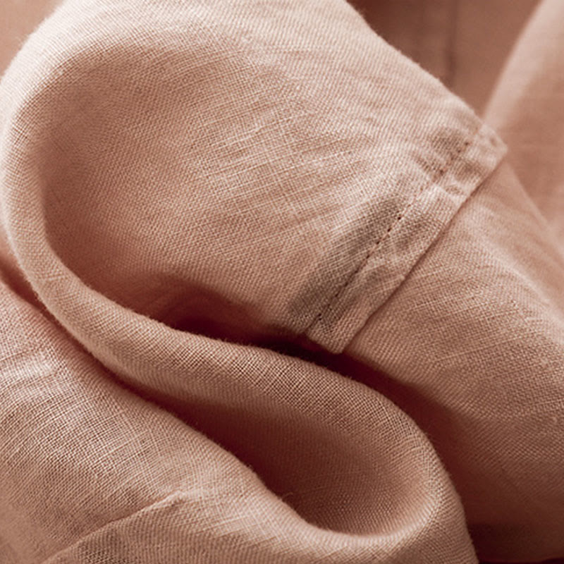 Casual Plain Cropped Pants Women's Cotton Linen Harem Pants With Pockets
