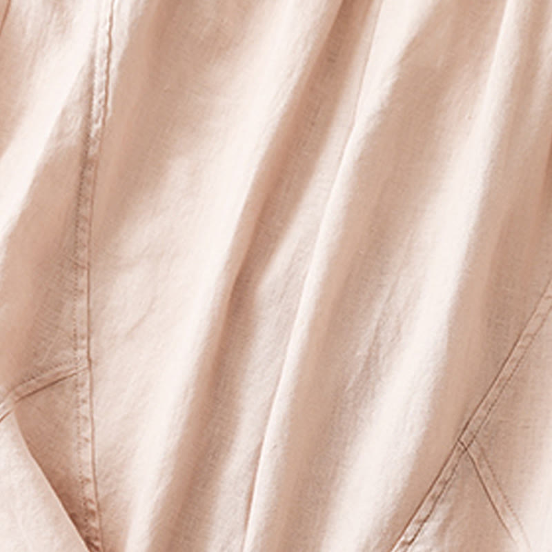 Casual Plain Cropped Pants Women's Cotton Linen Harem Pants With Pockets