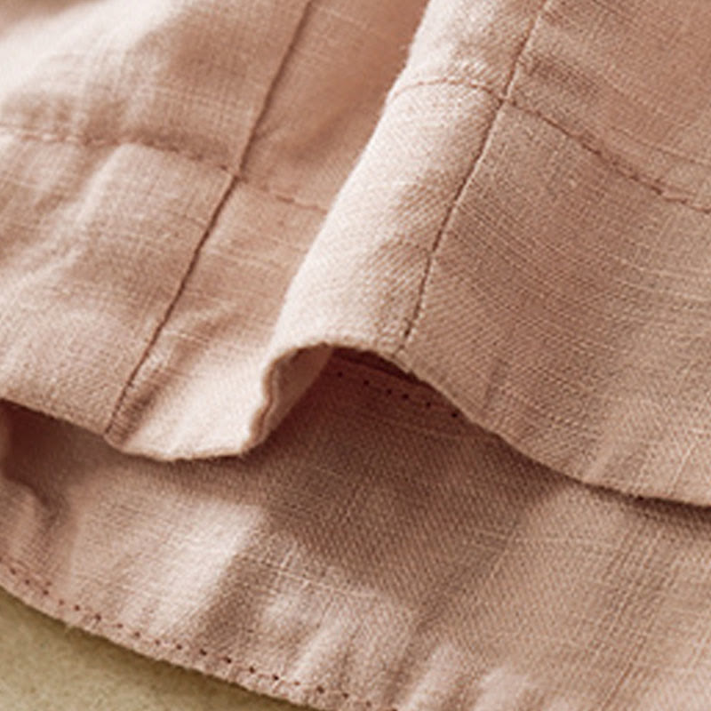 Casual Plain Cropped Pants Women's Cotton Linen Harem Pants With Pockets