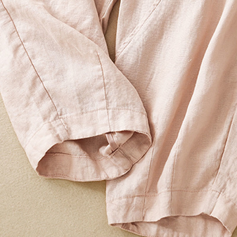 Casual Plain Cropped Pants Women's Cotton Linen Harem Pants With Pockets