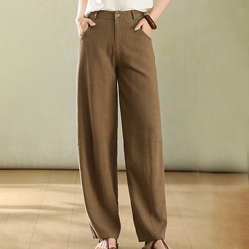 Linen High-Waist Straight-Leg Meditation Pants