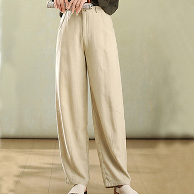 Linen High-Waist Straight-Leg Meditation Pants