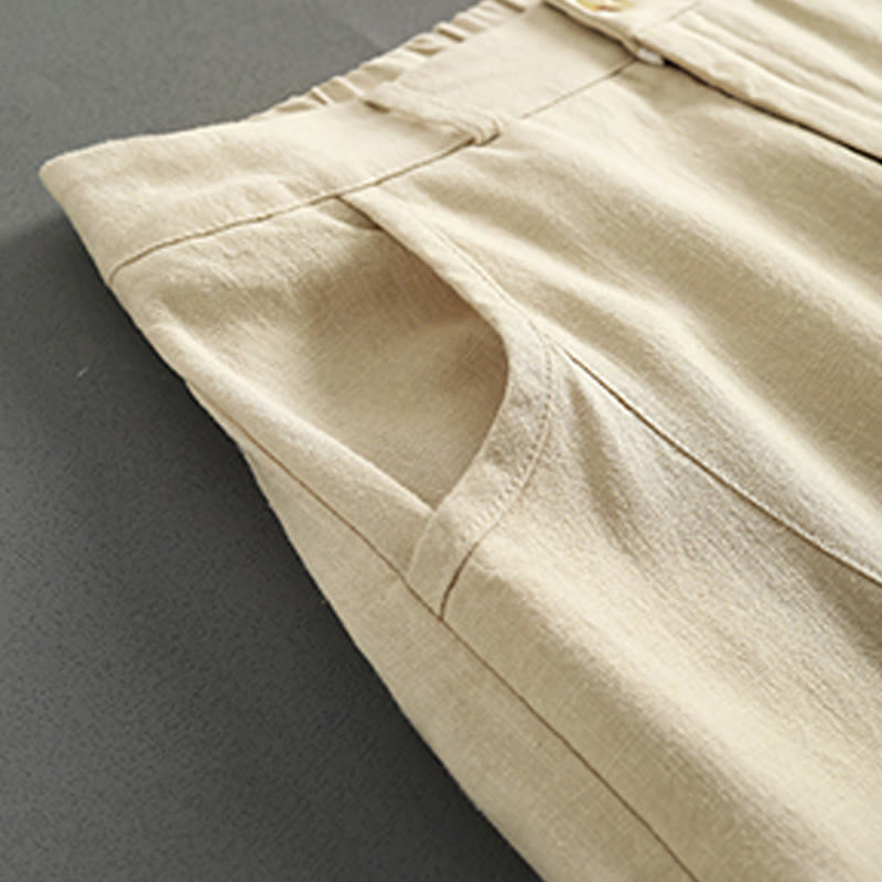 Linen High-Waist Straight-Leg Meditation Pants