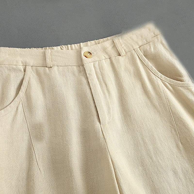 Linen High-Waist Straight-Leg Meditation Pants