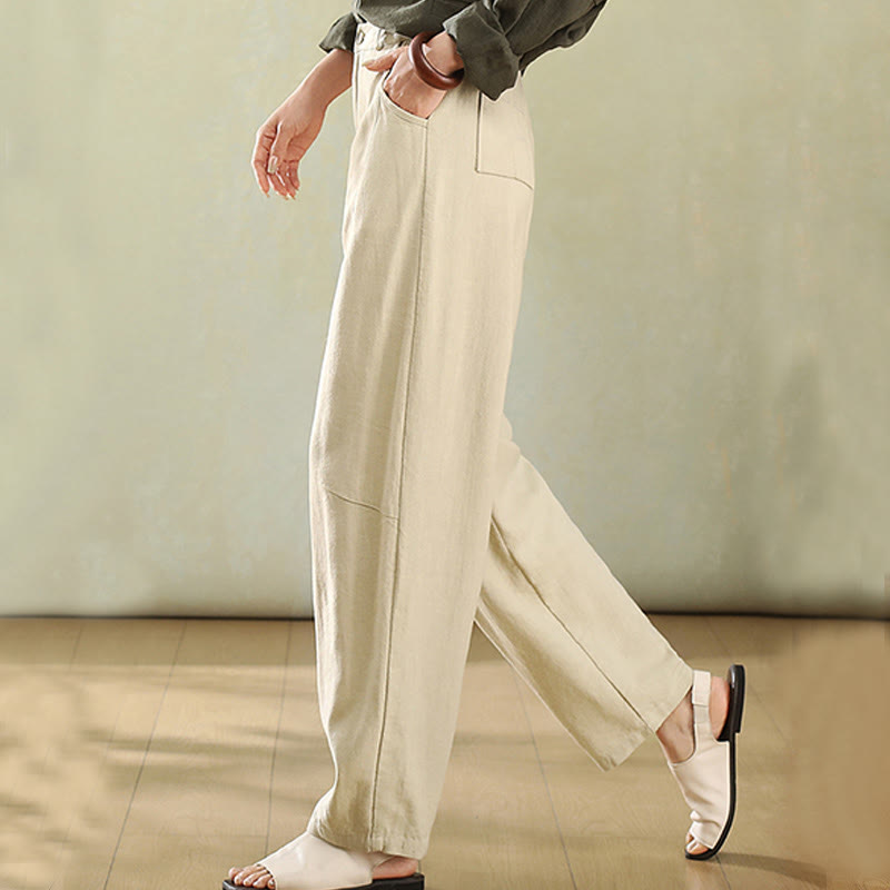 Linen High-Waist Straight-Leg Meditation Pants