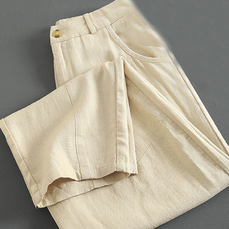 Linen High-Waist Straight-Leg Meditation Pants