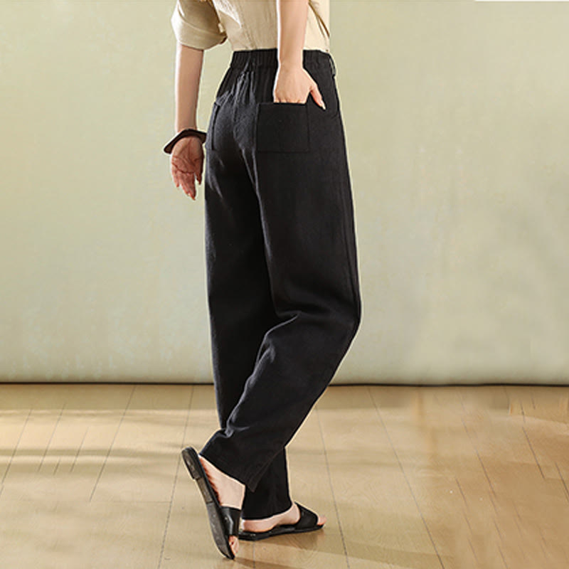 Linen High-Waist Straight-Leg Meditation Pants