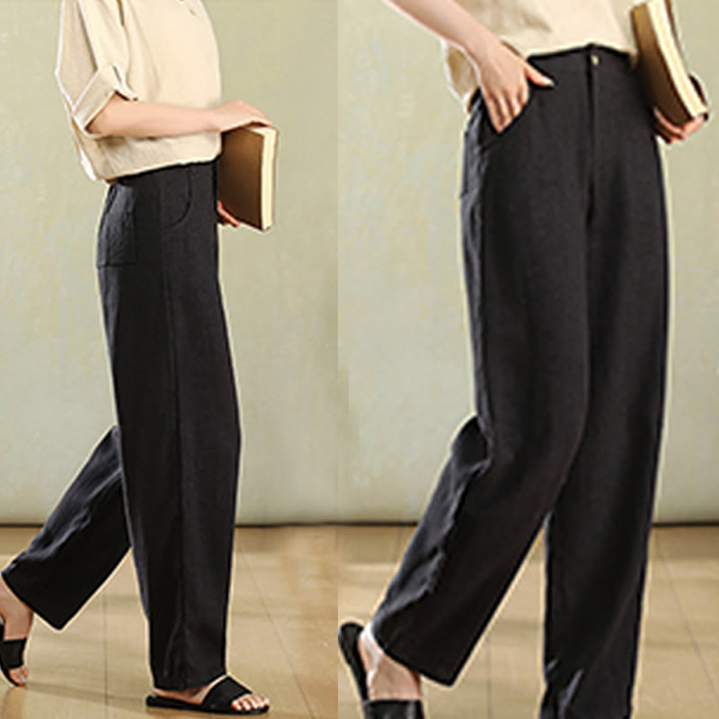 Linen High-Waist Straight-Leg Meditation Pants