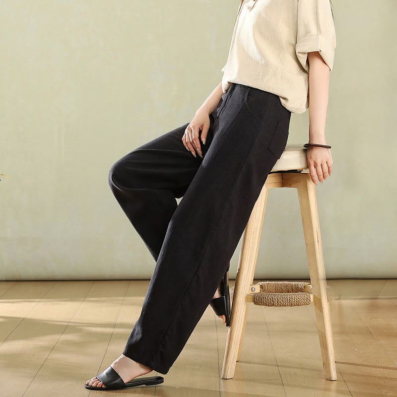Linen High-Waist Straight-Leg Meditation Pants