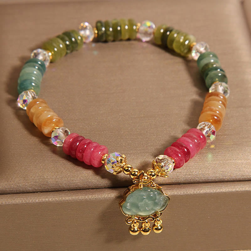 Colorful Tourmaline Abacus Beads Auspicious Cloud Energy Bracelet