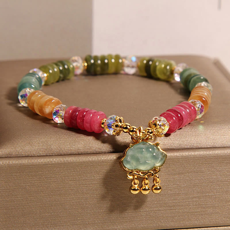 Colorful Tourmaline Abacus Beads Auspicious Cloud Energy Bracelet