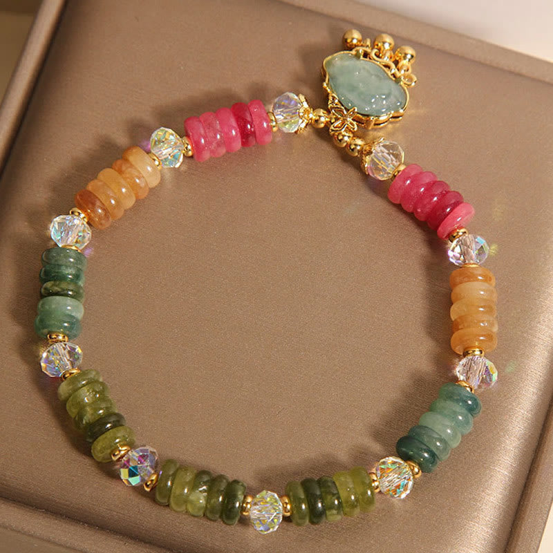 Colorful Tourmaline Abacus Beads Auspicious Cloud Energy Bracelet