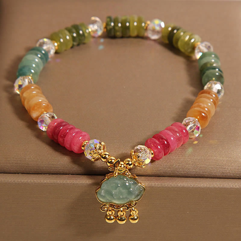Colorful Tourmaline Abacus Beads Auspicious Cloud Energy Bracelet