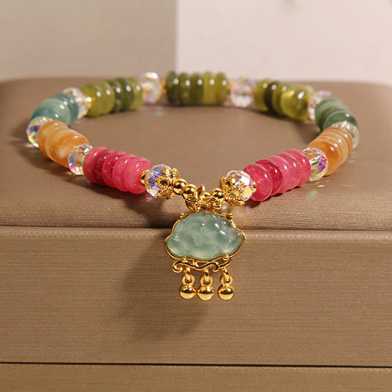 Colorful Tourmaline Abacus Beads Auspicious Cloud Energy Bracelet
