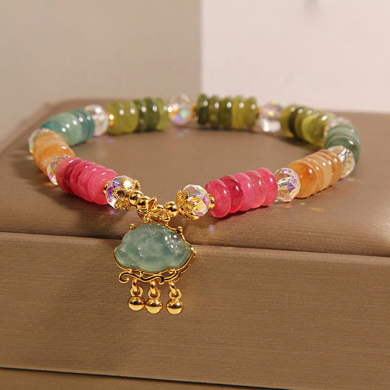 Colorful Tourmaline Abacus Beads Auspicious Cloud Energy Bracelet