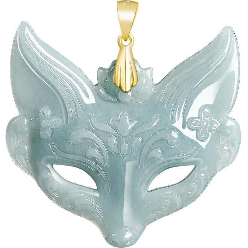 Fox Mask Jade Titanium Steel Necklace Luck Pendant