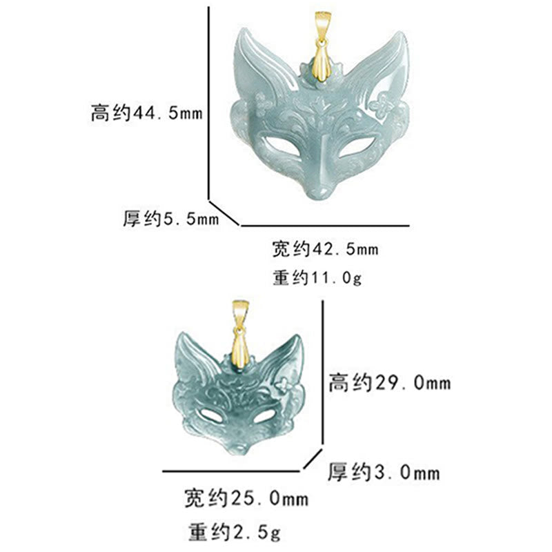 Fox Mask Jade Titanium Steel Necklace Luck Pendant