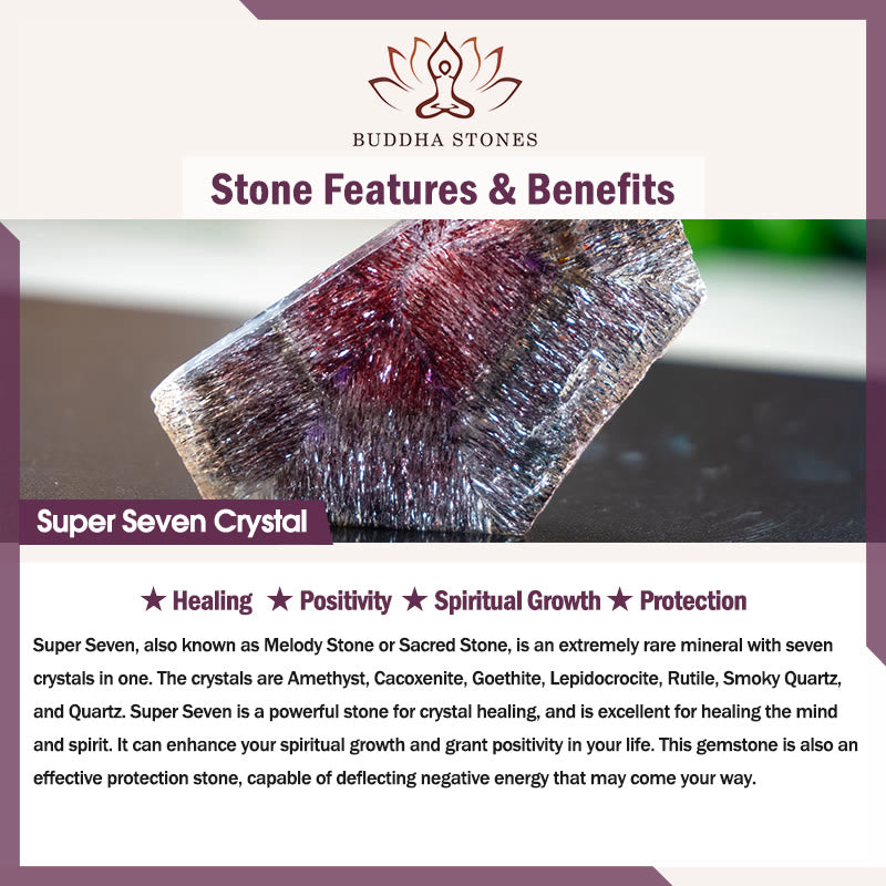Natural Super Seven & Green Rutilated Quartz Crystal Beaded Bracelet