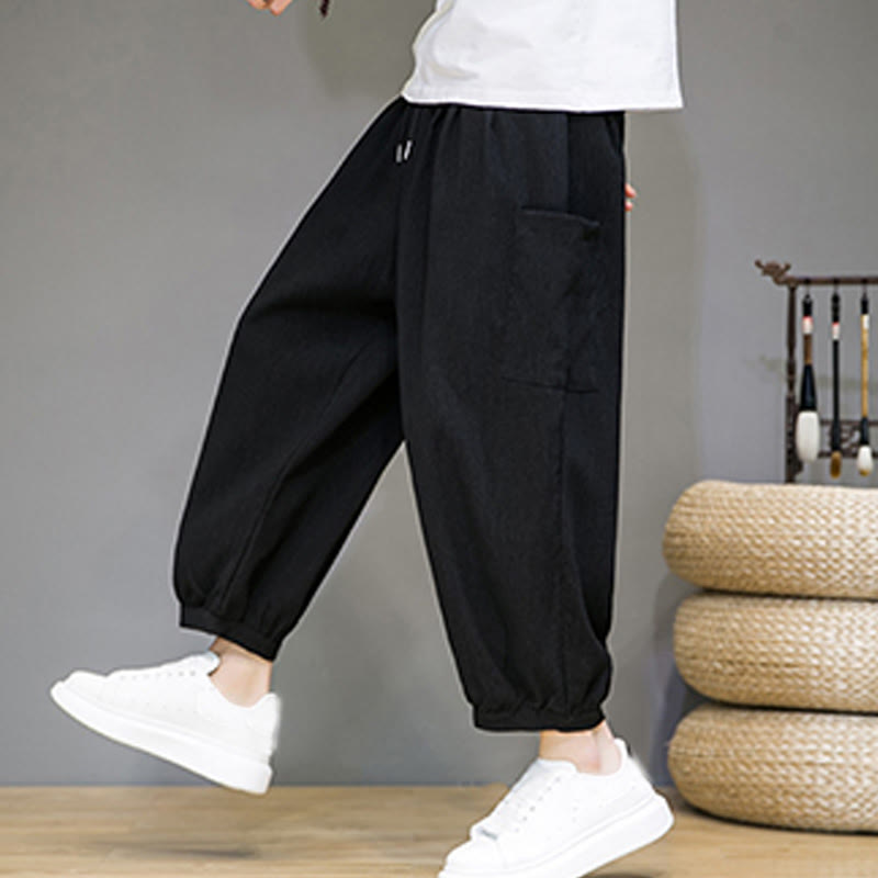 Breathable Cropped Harem Meditation Pants with Side Pockets