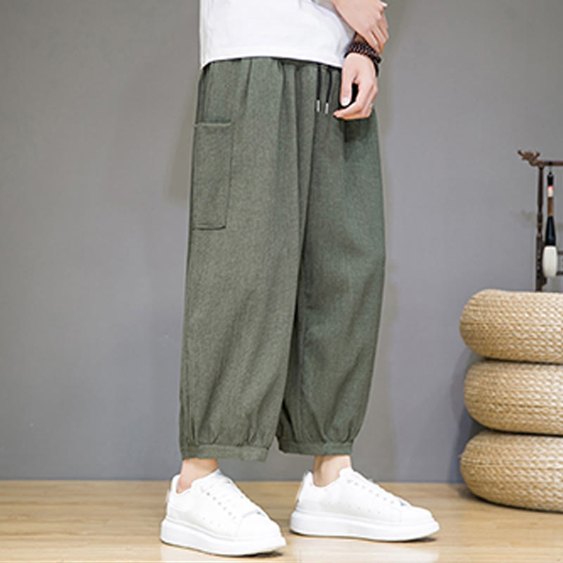 Breathable Cropped Harem Meditation Pants with Side Pockets