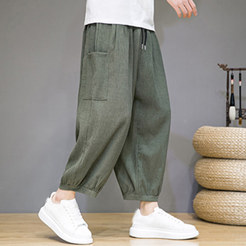 Breathable Cropped Harem Meditation Pants with Side Pockets
