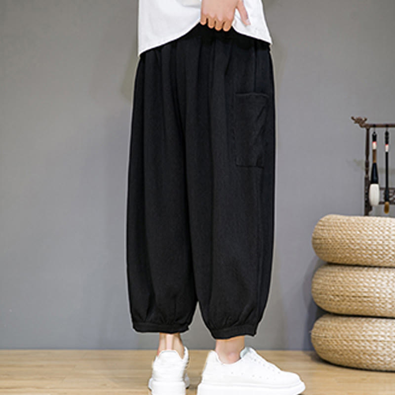 Breathable Cropped Harem Meditation Pants with Side Pockets