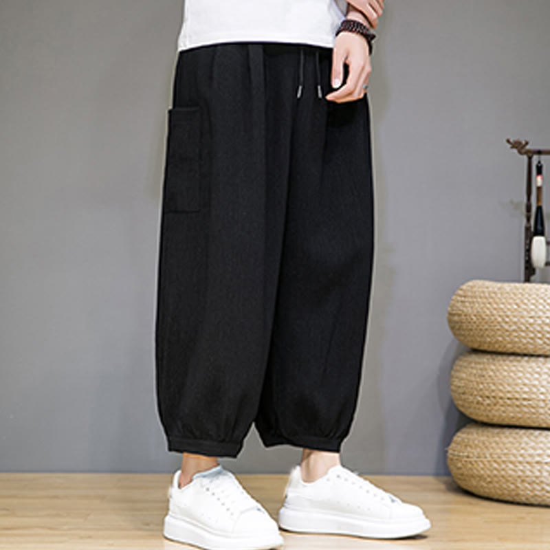 Breathable Cropped Harem Meditation Pants with Side Pockets