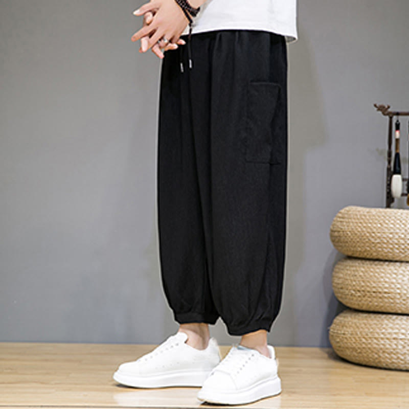 Breathable Cropped Harem Meditation Pants with Side Pockets