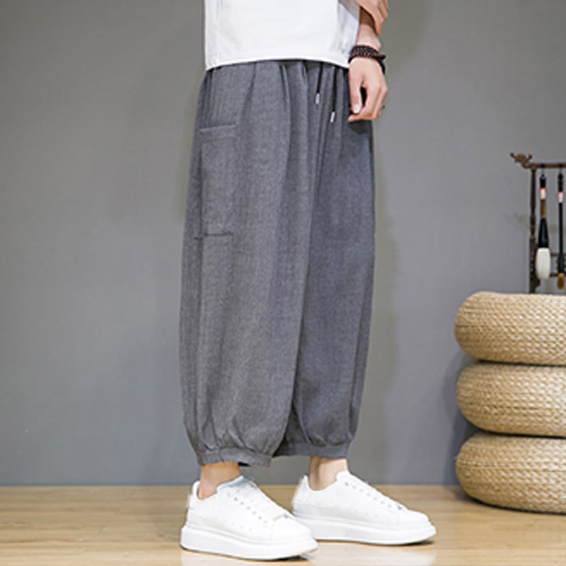 Breathable Cropped Harem Meditation Pants with Side Pockets