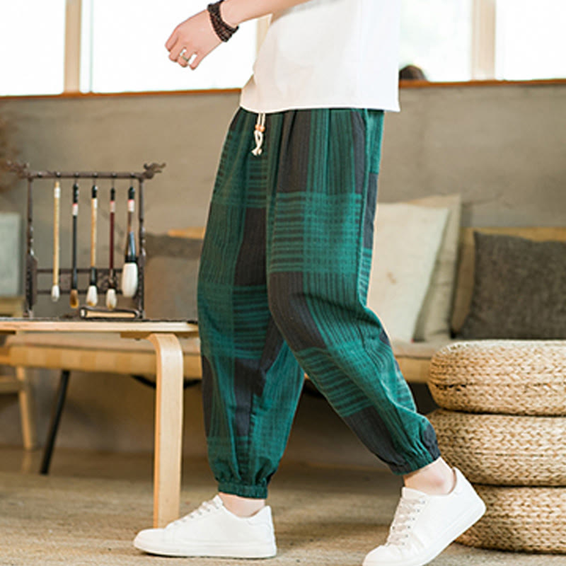 Breathable Cotton Linen Striped Harem Pants for Mindful Daily Movement