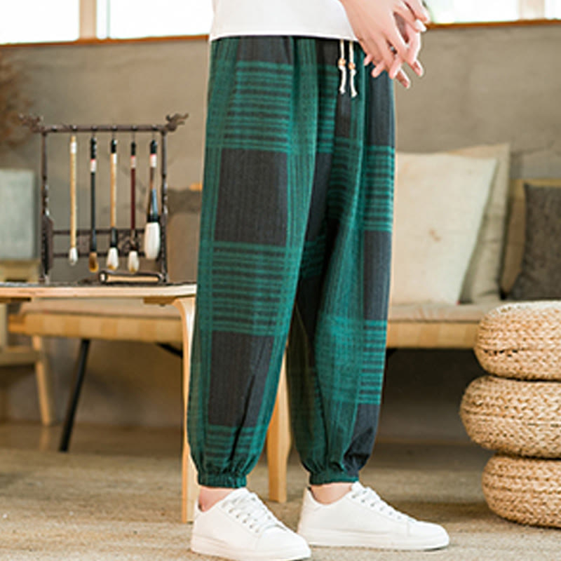 Breathable Cotton Linen Striped Harem Pants for Mindful Daily Movement