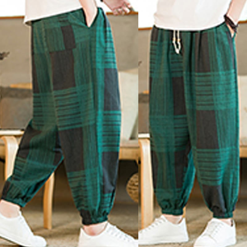 Breathable Cotton Linen Striped Harem Pants for Mindful Daily Movement